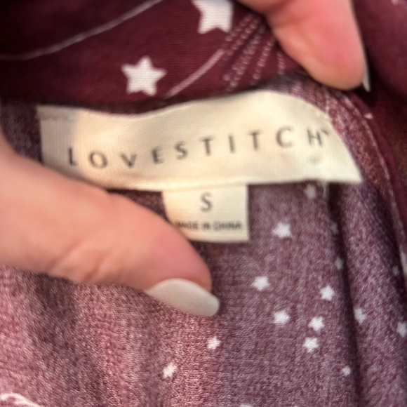 Lovestitch RUFFLE TOP WRAP MAXI DRESS IN WINE celestial pattern - Picture 12 of 14